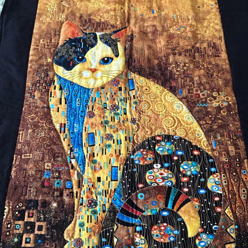 Hand Quilted Pre Printed Panel
Klimt Inspired Cat
Lap Quilt or Wall Hanging